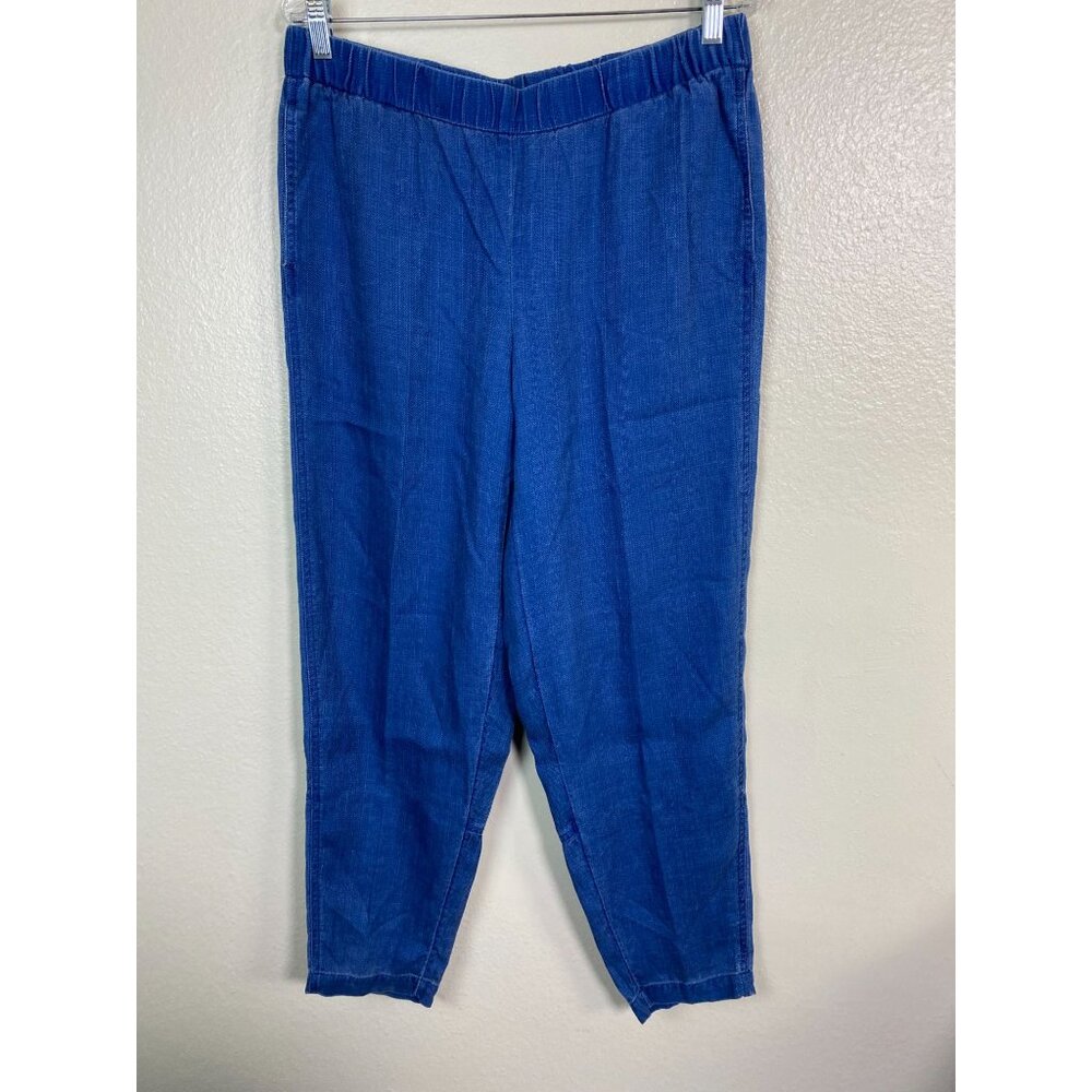 J. Jill Pure Indigo Blue Tencel Pants‎ Women Medium Tall Elastic Waist Pull on